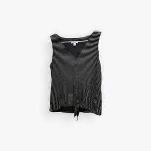 Nine West Black and White Tie Front Tank Top